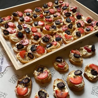 Hot Honey Goat Dip Crostinis