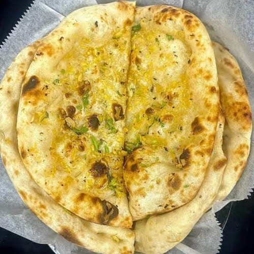 Cheese Naan with Garlic.