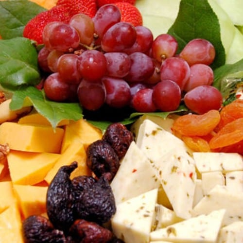 Seasonal Fruit and Cheese Display.