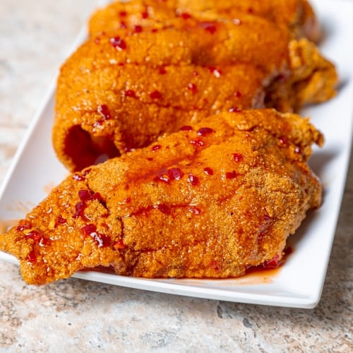 Hot Honey Catfish 3 Pieces w/ side.