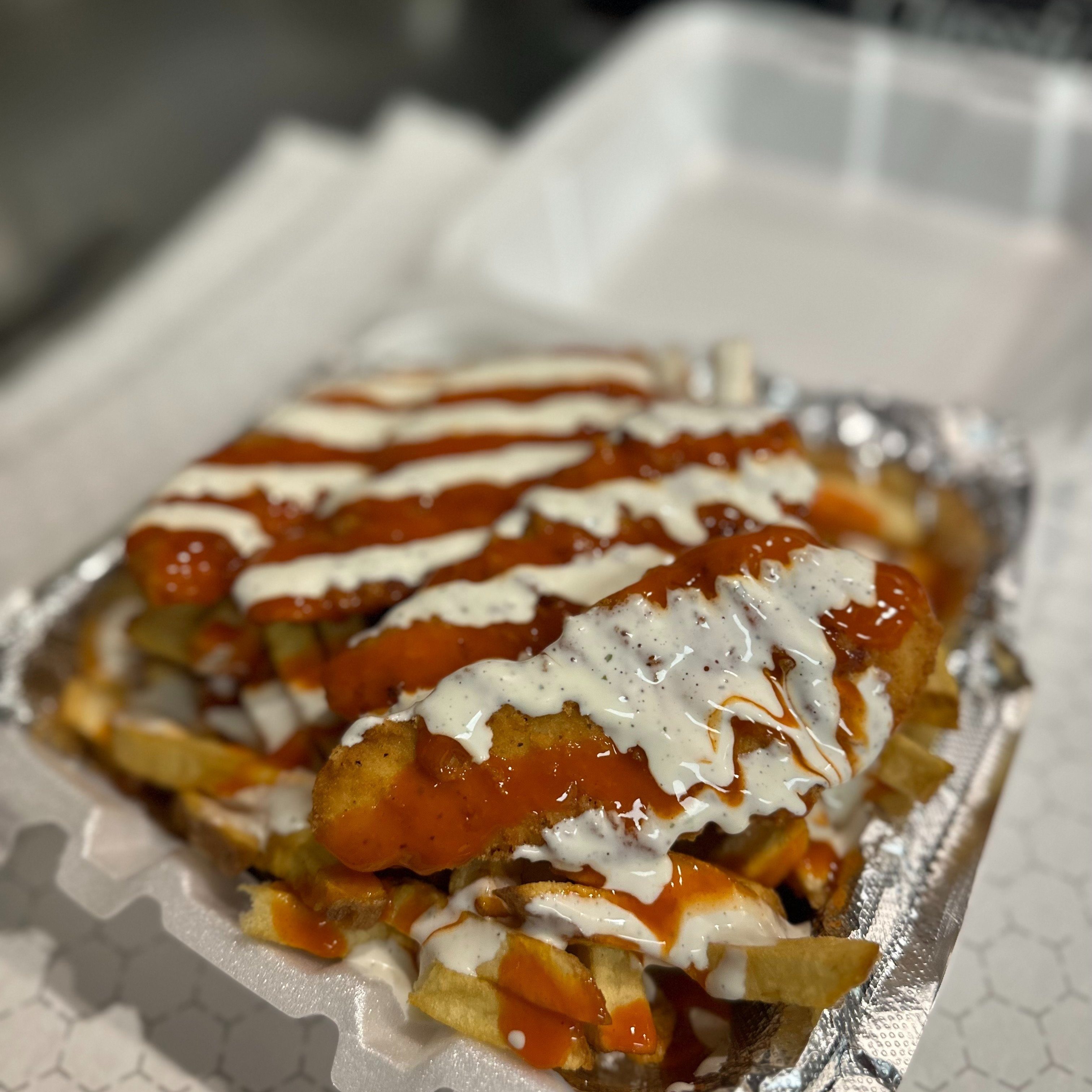 Buffalo Ranch Chicken Tenders & Fries.