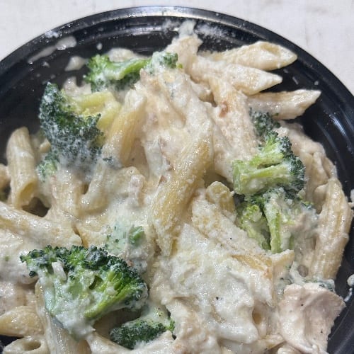 Ziti Chicken Broccoli in an Alfredo Sauce.