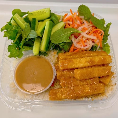 Crispy Tofu Rice Bowl.