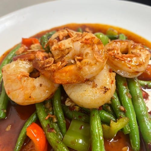 Sea Scallops and Prawn Green Beans with XO Sauce.
