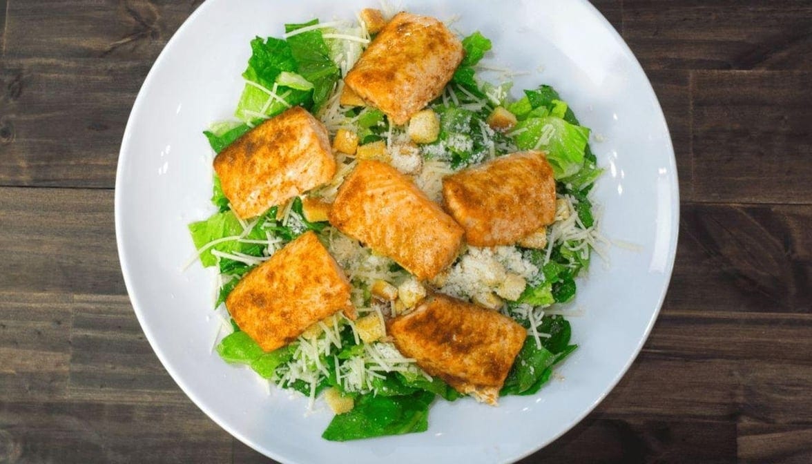 Caesar Salad W/ Salmon.