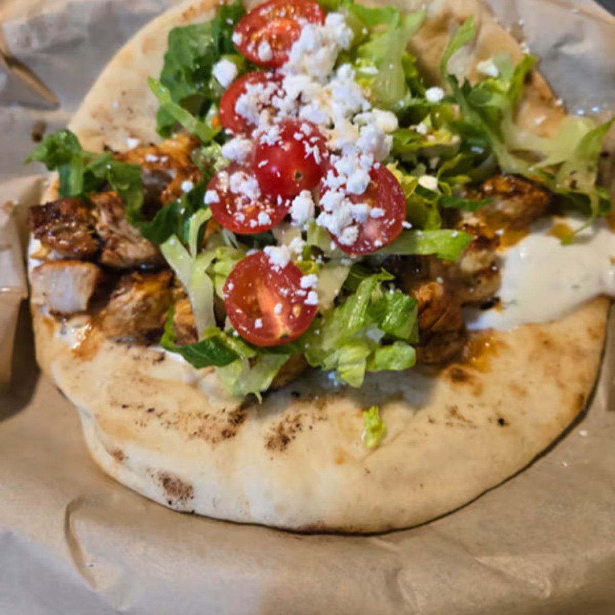 Chicken Kebob on Pita.