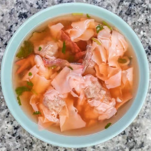 Wonton and BBQ Pork (Rice Noodle) Soup.