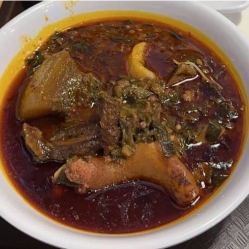Okra Soup with Assorted Meat.