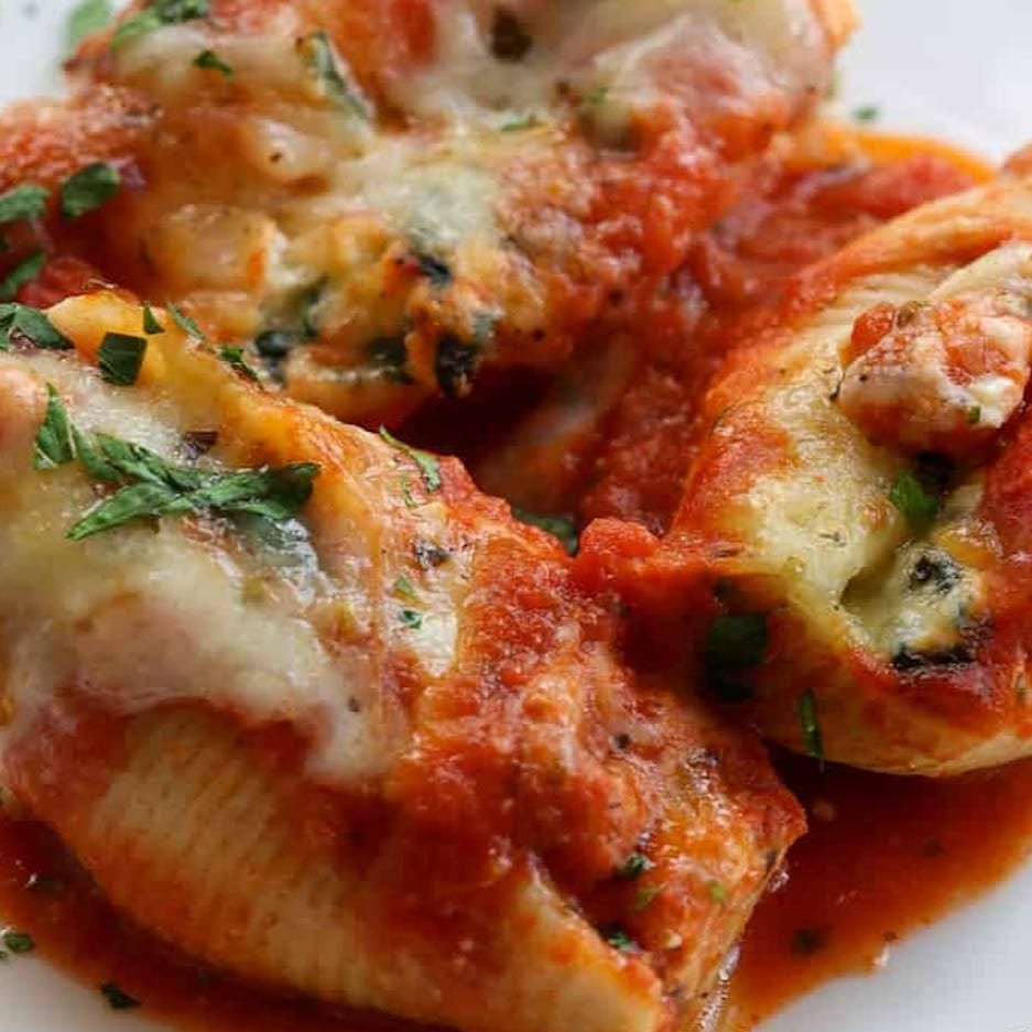 Cheese Stuffed Shells Parmigiana.