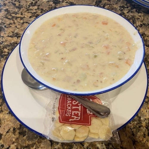 Greg's New England Signature Clam Chowder.