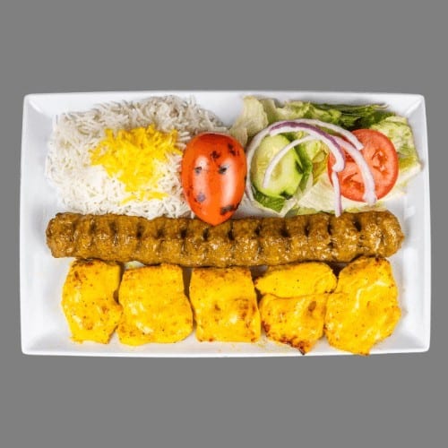 12 Beef (Koobideh) & Chicken.