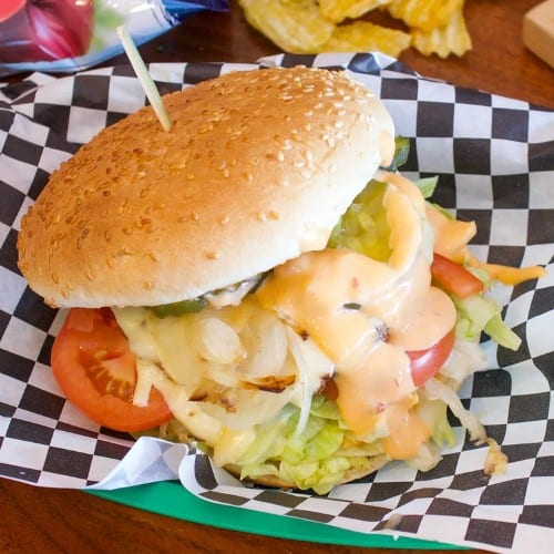 Jake's Bacon Burger.