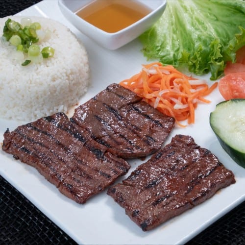 Char-Grilled Marinated Filet Mignon with Steamed Rice *Website Exclusive.