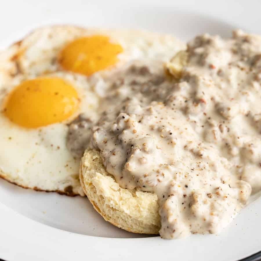 Homemade Sausage Gravy & Cornbread.