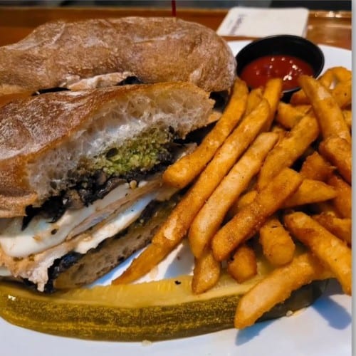 Chicken Portobello & Fresh Mozzarella Sandwich.