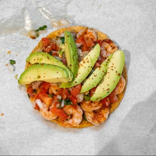 Shrimp Ceviche Tostada.