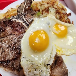 2 Eggs Any Style With T-Bone Steak