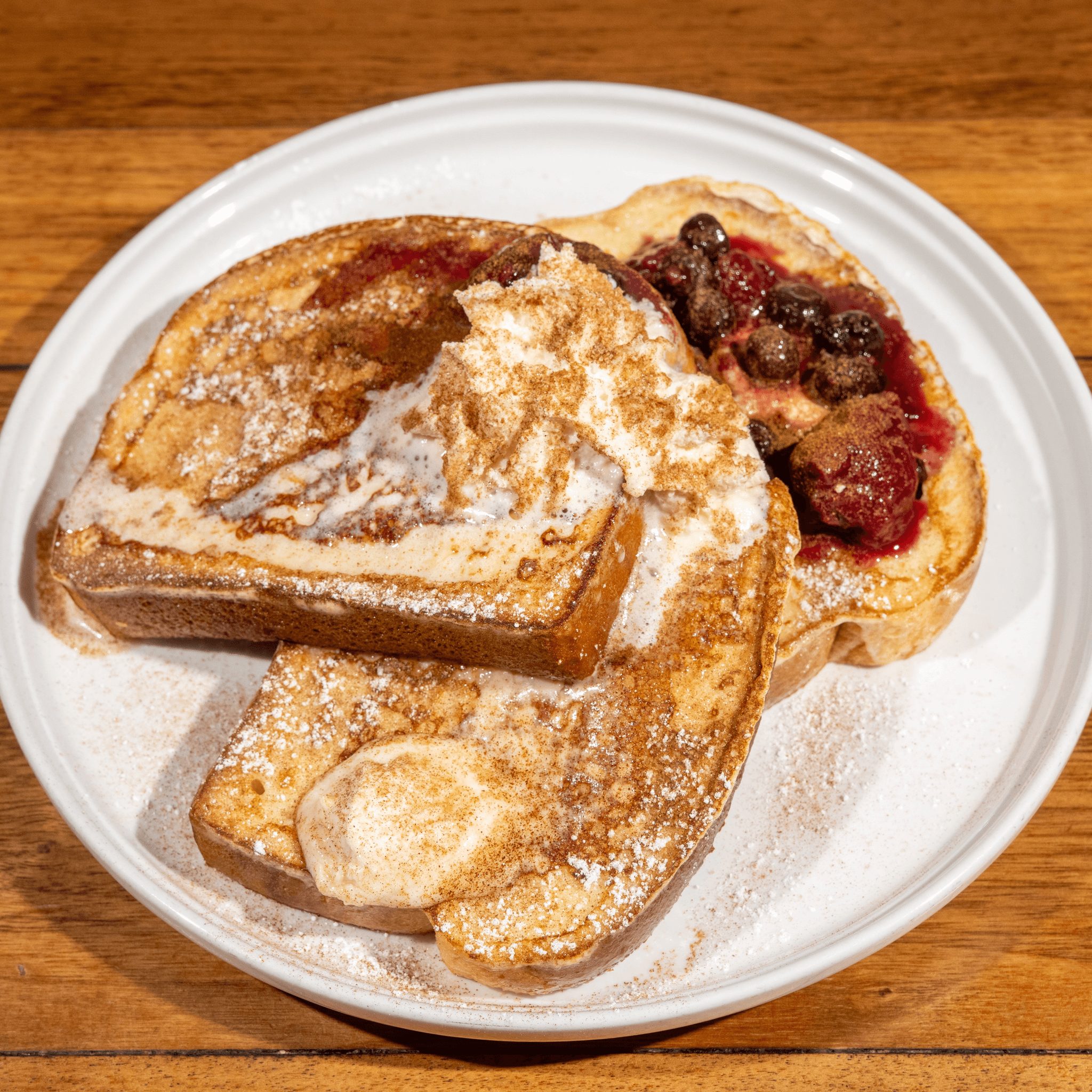 Stuffed French Toast with Mascarpone & Braised Berries.
