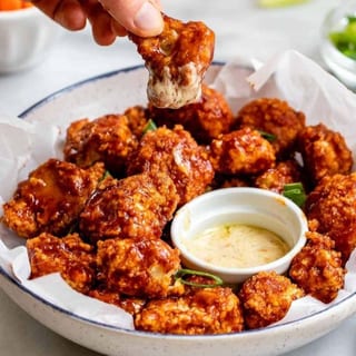 BUFFALO CAULIFLOWERS WINGS AND FRIES