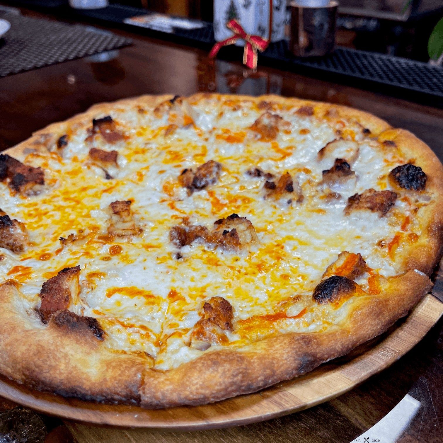 10" Cauliflower Buffalo Chicken Pizza.