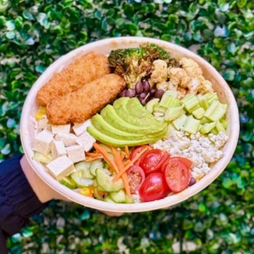 Plant - Based Chicken Tenders Fresh Green Bowl.