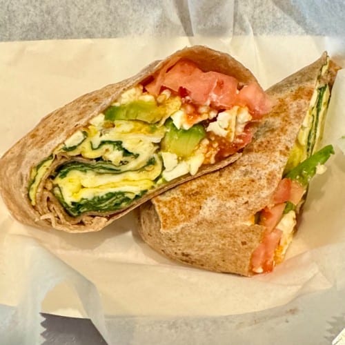 Egg White, Spinach, and Feta Wrap.