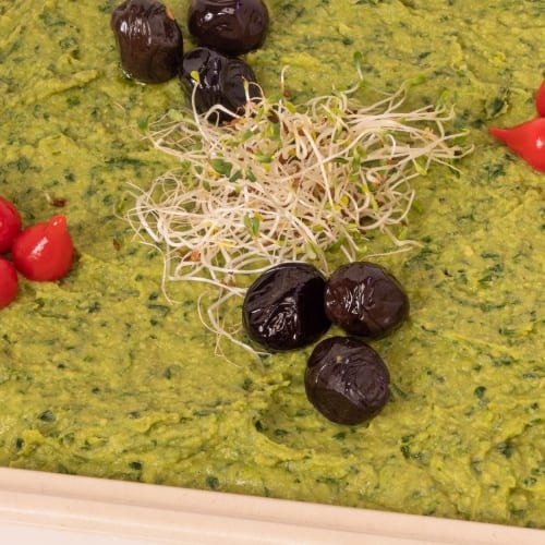 Green Humus with Lavash Bread - Vegan Gluten Free option.