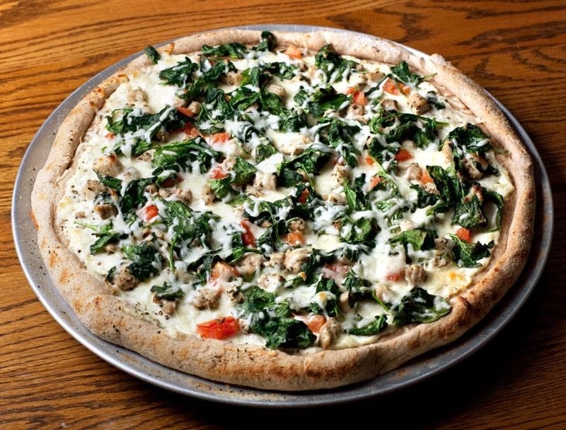 Chicken Florentine Pizza.