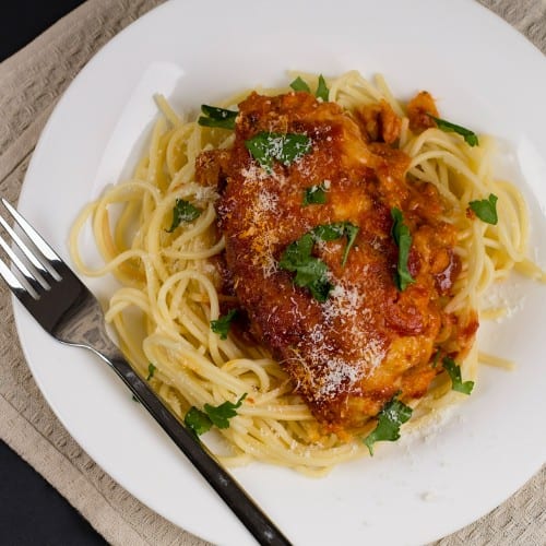 Chicken Parmesan with Pasta.