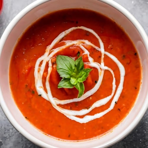 Tomato Basil Bisque Soup.