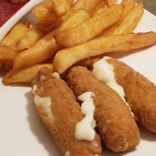 Mozzarella Sticks and French Fries.