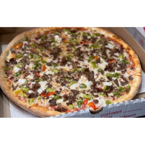 Philly Cheesesteak Pizza.