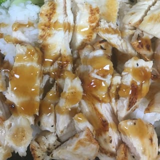 White chicken teriyaki rice meal