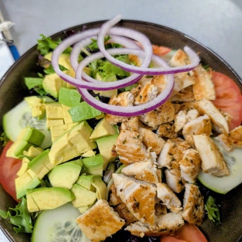 Grilled Chicken Avocado Salad.