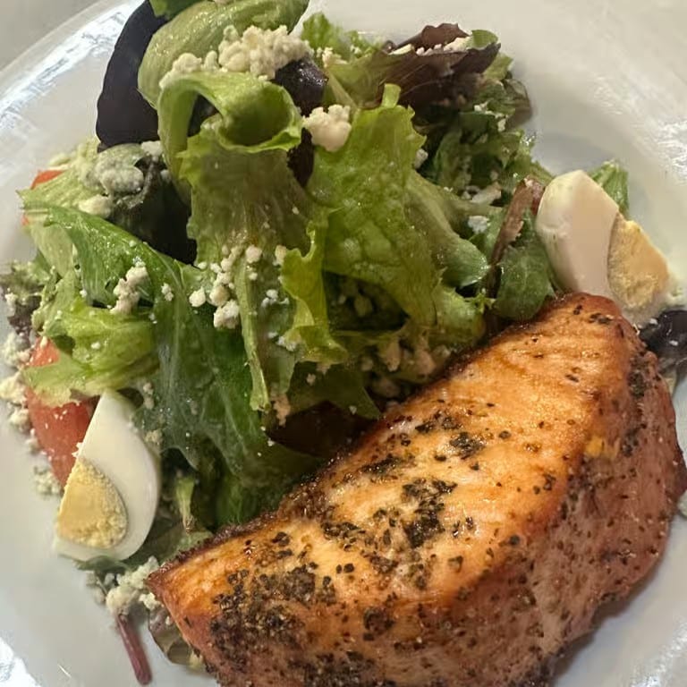 Pan seared salmon salad brunch.