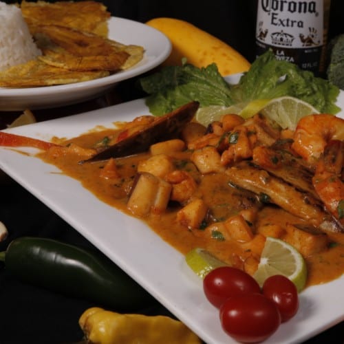 Grilled Fish with Seafood Sauce - Corvina a Lo Macho.