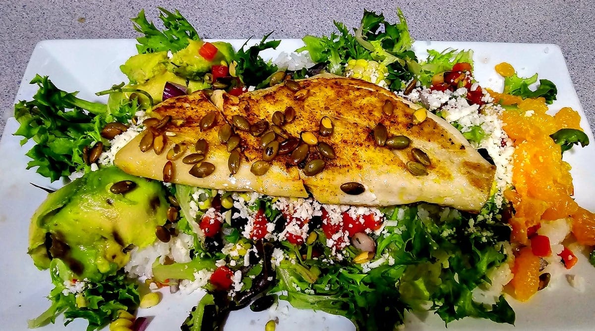 GRILLED SNAPPER SALAD.