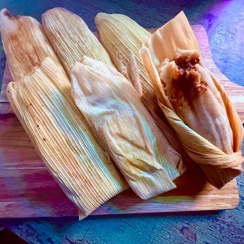 Chicken Tamal With Mole.