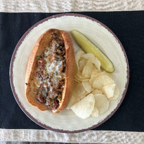 Philly Steak and Cheese Hero Sandwich.