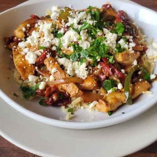 Chicken ala Mykonos Dinner.