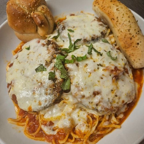 Eggplant or Chicken Parmesan.
