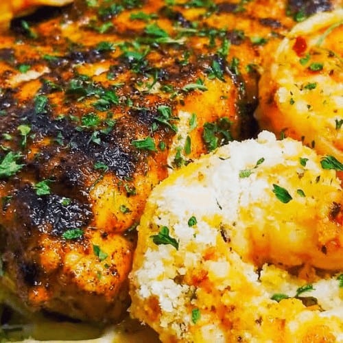 Shrimp & Salmon Alfredo.