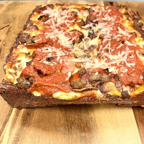 Meat Lover Detroit Syle Pizza.