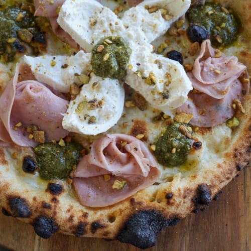 Pistachio & Mortadella Pizza.