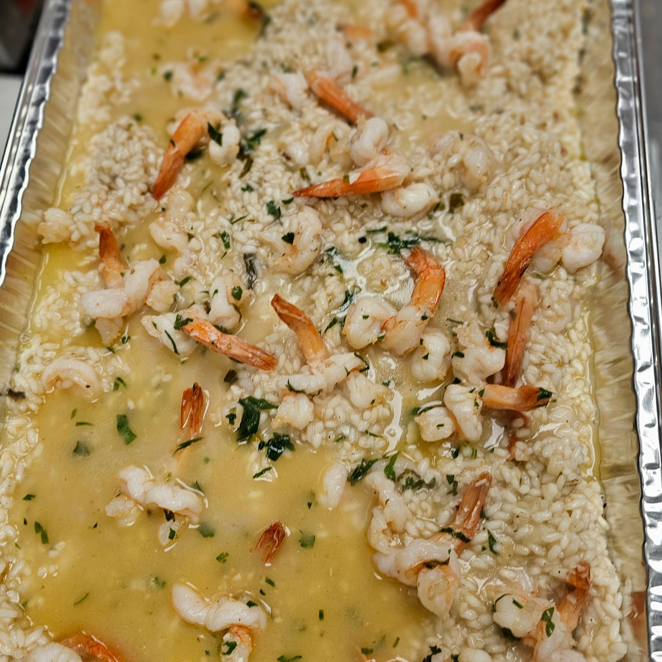 Shrimp Scampi Over Risotto Half Catering.