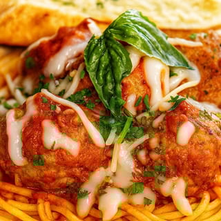 Penne pasta with meatballs