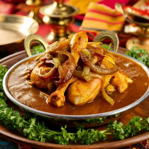 Brown Stew Chicken Snack.