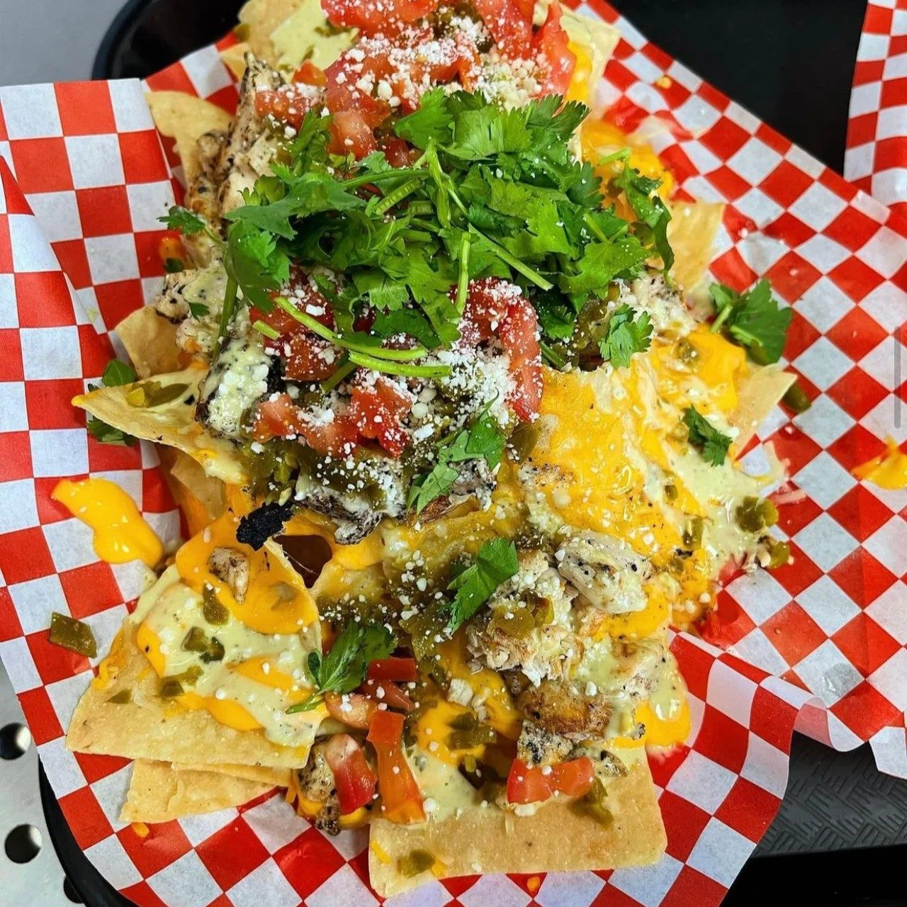 Loaded Chicken Nachos.