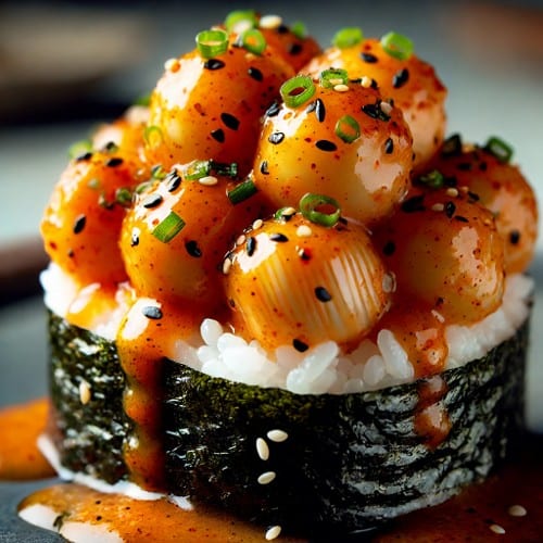 Spicy Bay Scallop Nigiri.