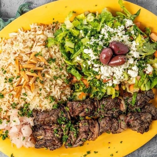 Beef Kabob Platter.